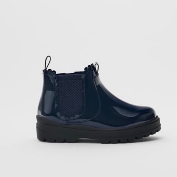 NWT Zara Baby Patent Effect Boots Blue size 6.5 - Picture 1 of 4